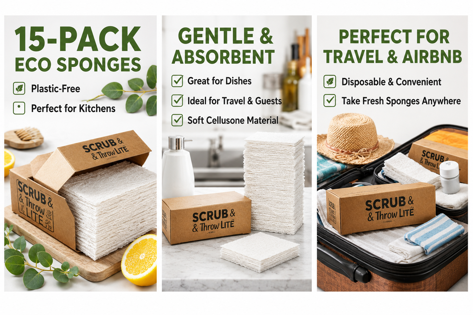 Scrub & Throw natural cellulose scrub sponge lifestyle photo, plastic-free kitchen sponge