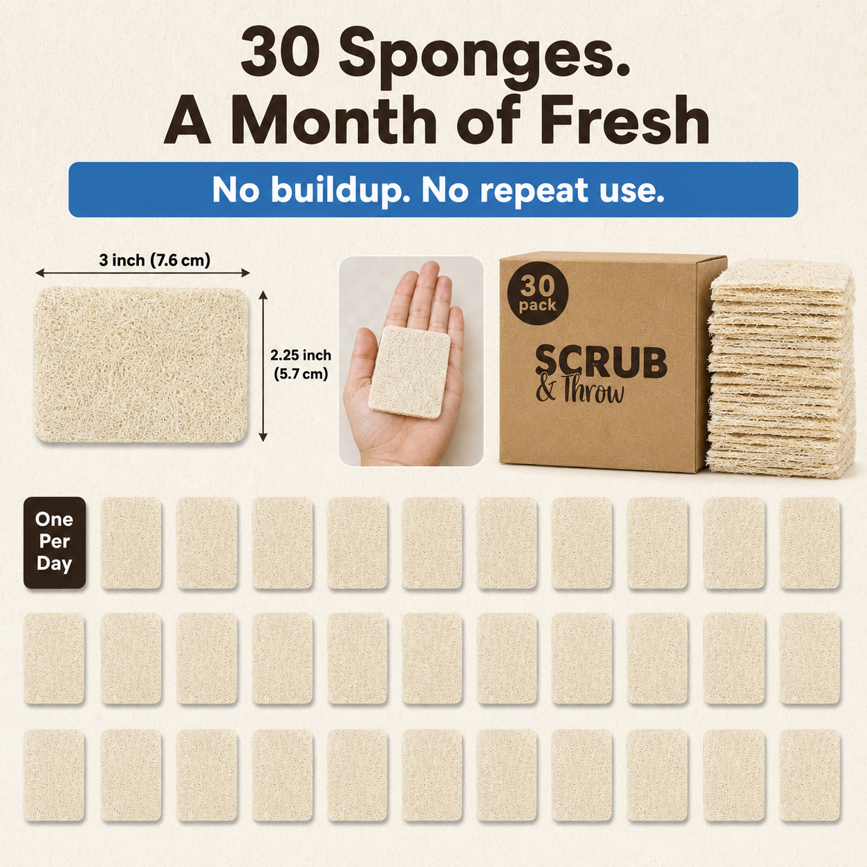 Natural Loofah Scrub Sponge — 30 Pack