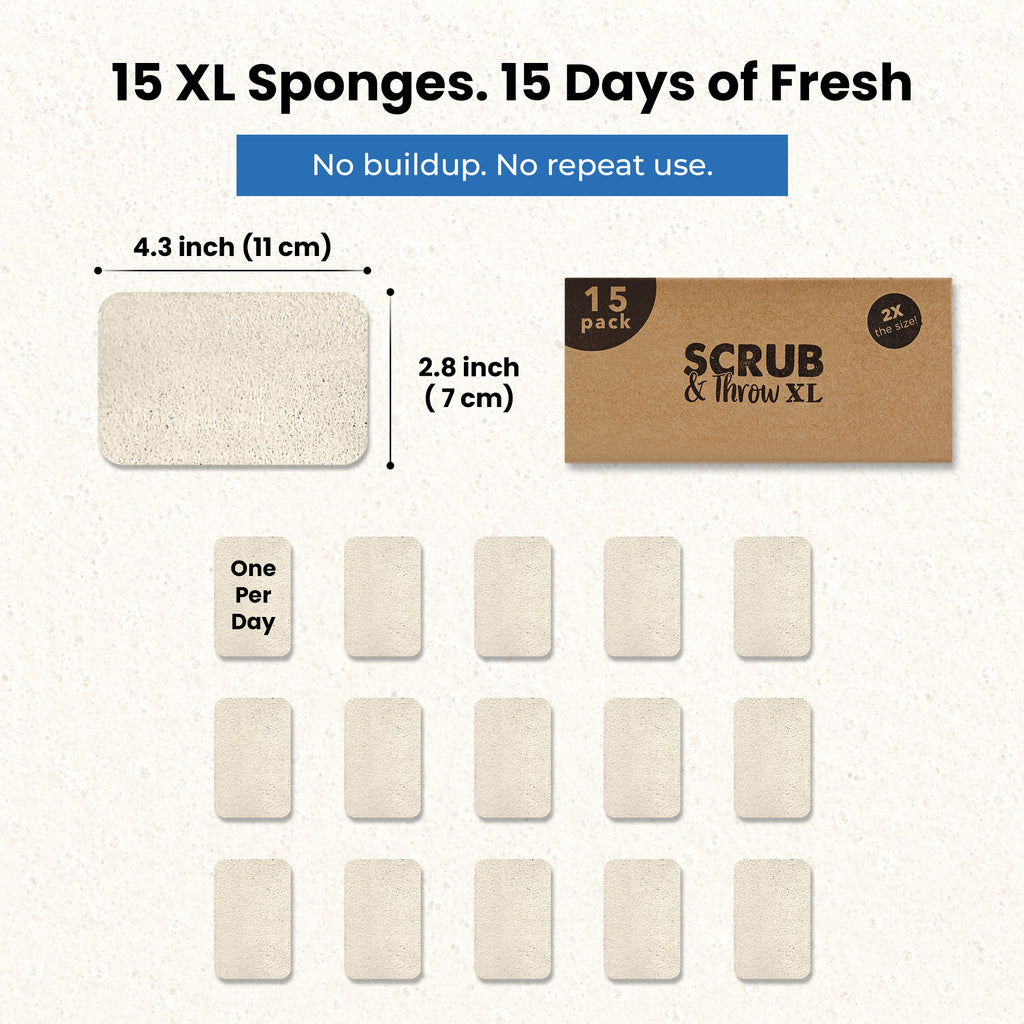 Scrub & Throw XL loofah scrub sponge, 15-pack - microplastic-free plant fiber sponge (view 6)