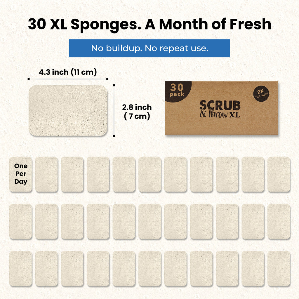 Natural XL Loofah Scrub Sponge — 30 Pack