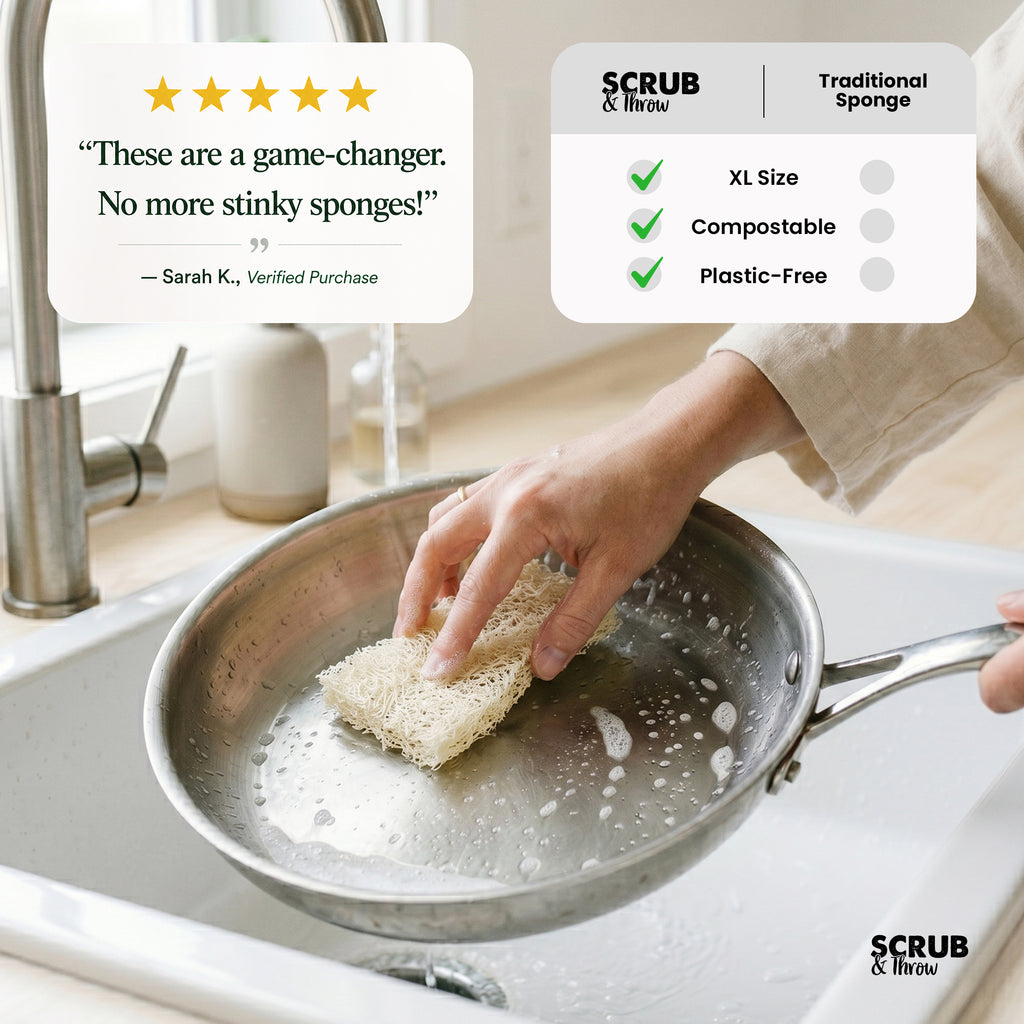 Scrub & Throw XL loofah scrub sponge, 15-pack - home compostable loofah scrubber (view 7)