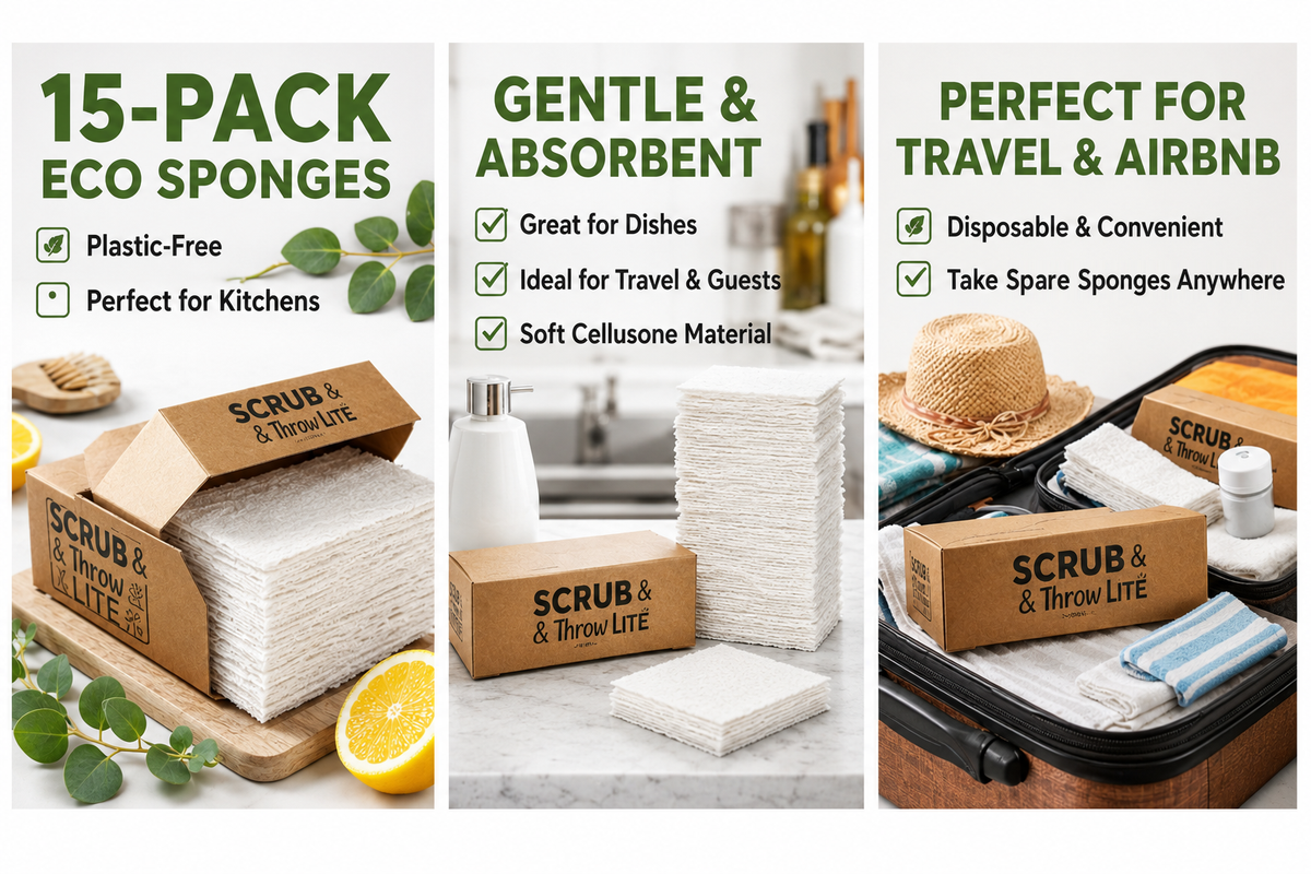 Scrub & Throw natural cellulose scrub sponge lifestyle photo, plastic-free kitchen sponge